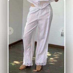 St. Tropez West 100% Linen Pants with Crochet Hem – Size XL